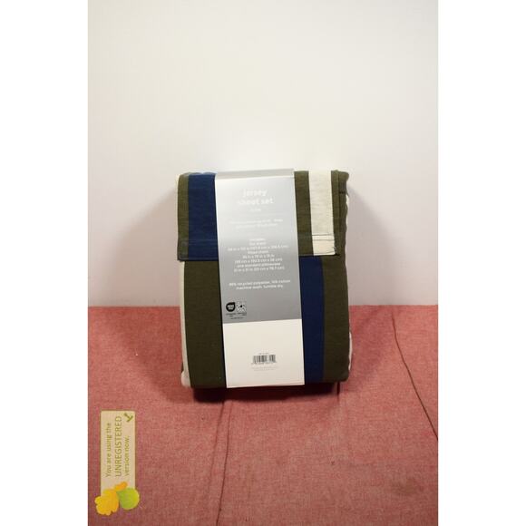 Makers Collective Teen Twin Rugby Stripe Jersey Sheet Set* - Picture 5 of 6